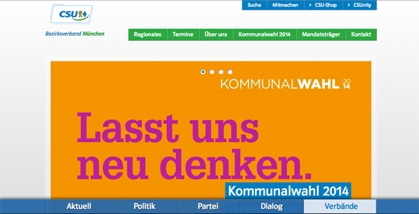 Webseite Seite der Münchner CSU