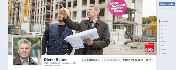 Facebook Seite von Spizenkandidat der SPD: Dieter Reiter